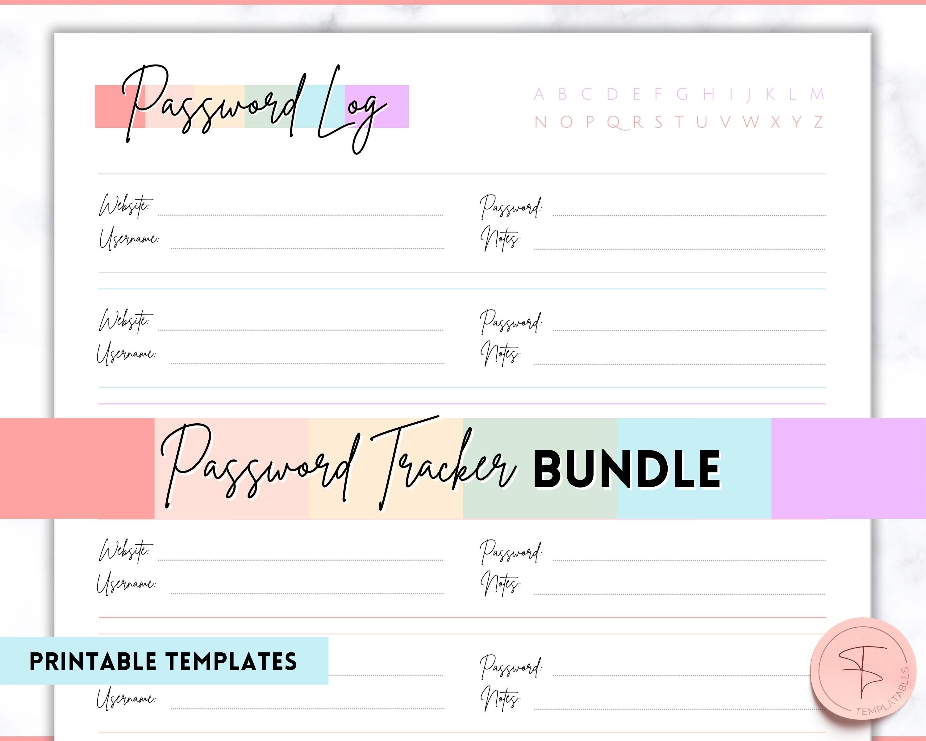 Password Tracker BUNDLE, 3 Printable Password Log & Organizers ...