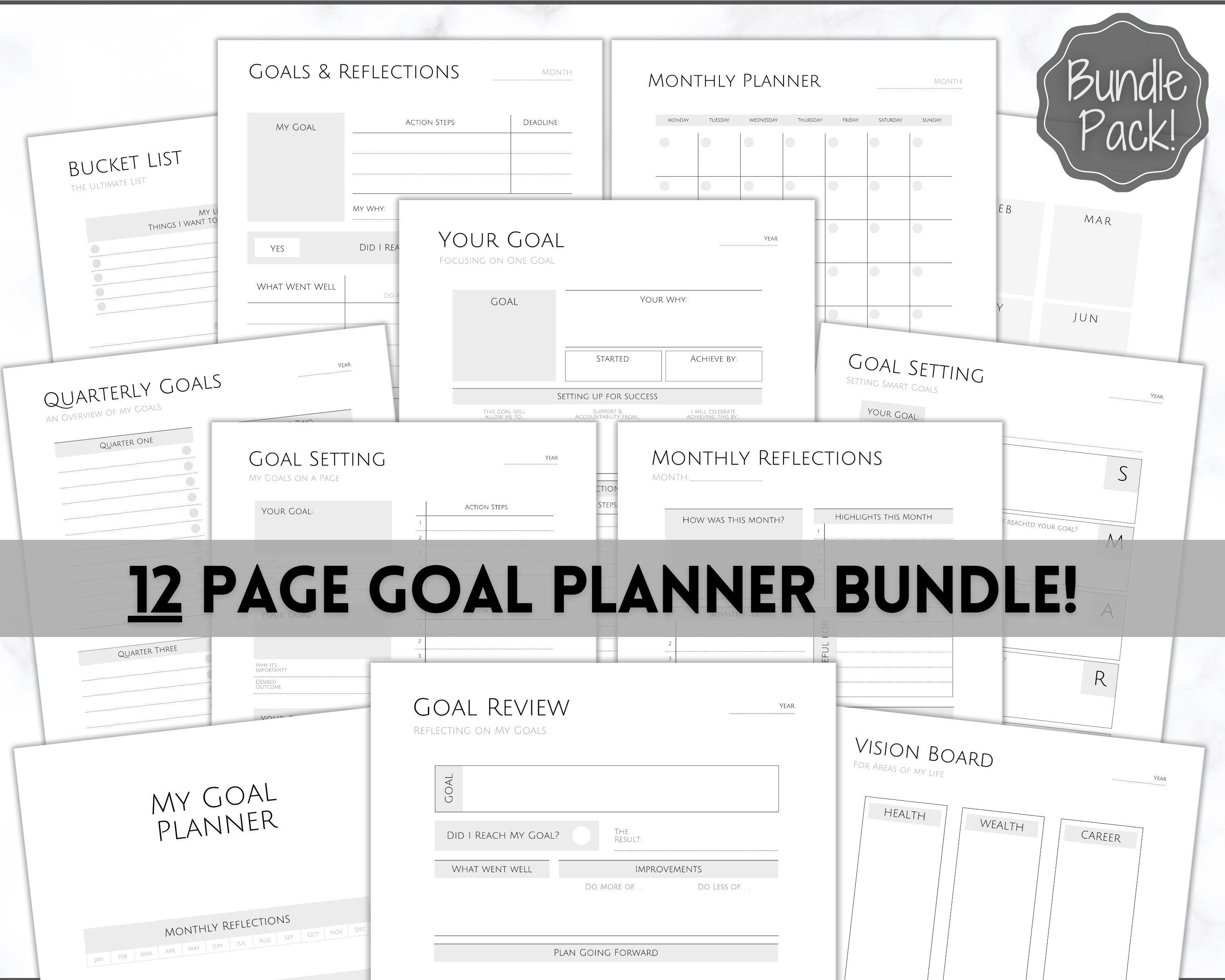 Calendars planners vision board and goal setting weekly monthly 