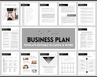 Business Plan Canva Template, Small Business Planner Proposal, Start Up Workbook, Business Plan Analysis,  Word, Side Hustle, EDITABLE Plan