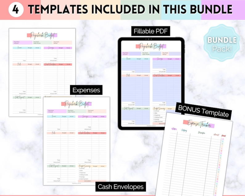 Paycheck Budget Planner, EDITABLE Budget by Paycheck Template, PDF Printable Budget Tracker, Finance Planner, Zero Based Budget Sheet Binder zdjęcie 2