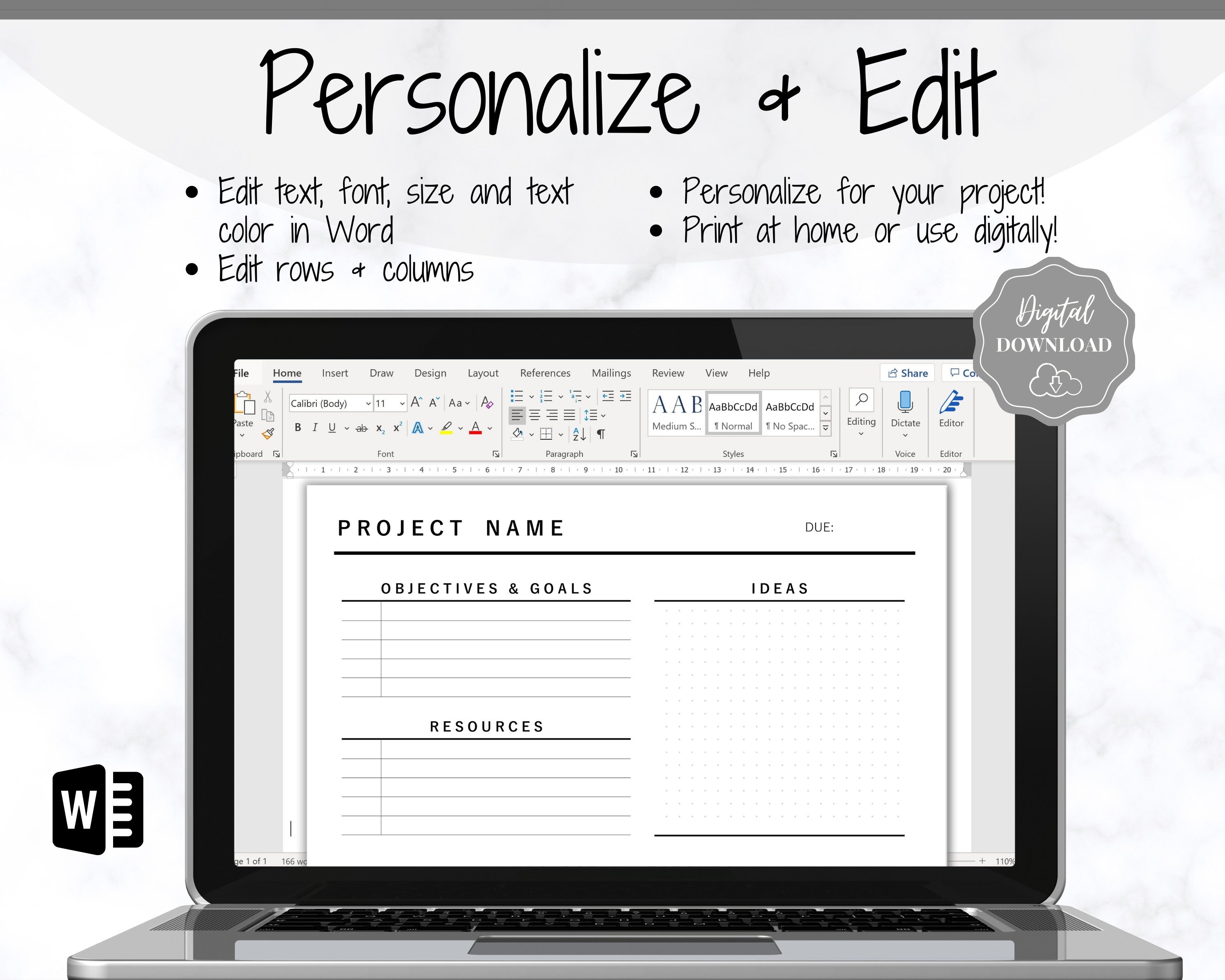 EDITABLE Project Planner Printable. Template BUNDLE, Work, Business ...