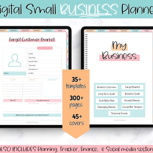 Digital Planner for Small Business, Undated Trackers, Social Media, Finances, GoodNotes Digital Journal, Monthly, Weekly, Side Hustle, iPad