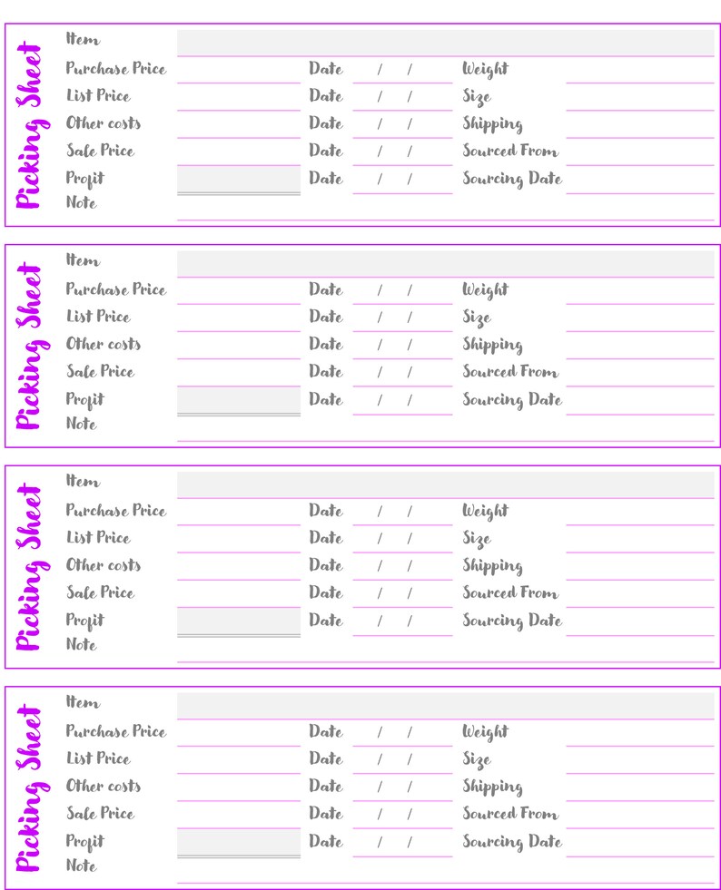 Etsy Amazon Sellers Printable Template for small business and online ...