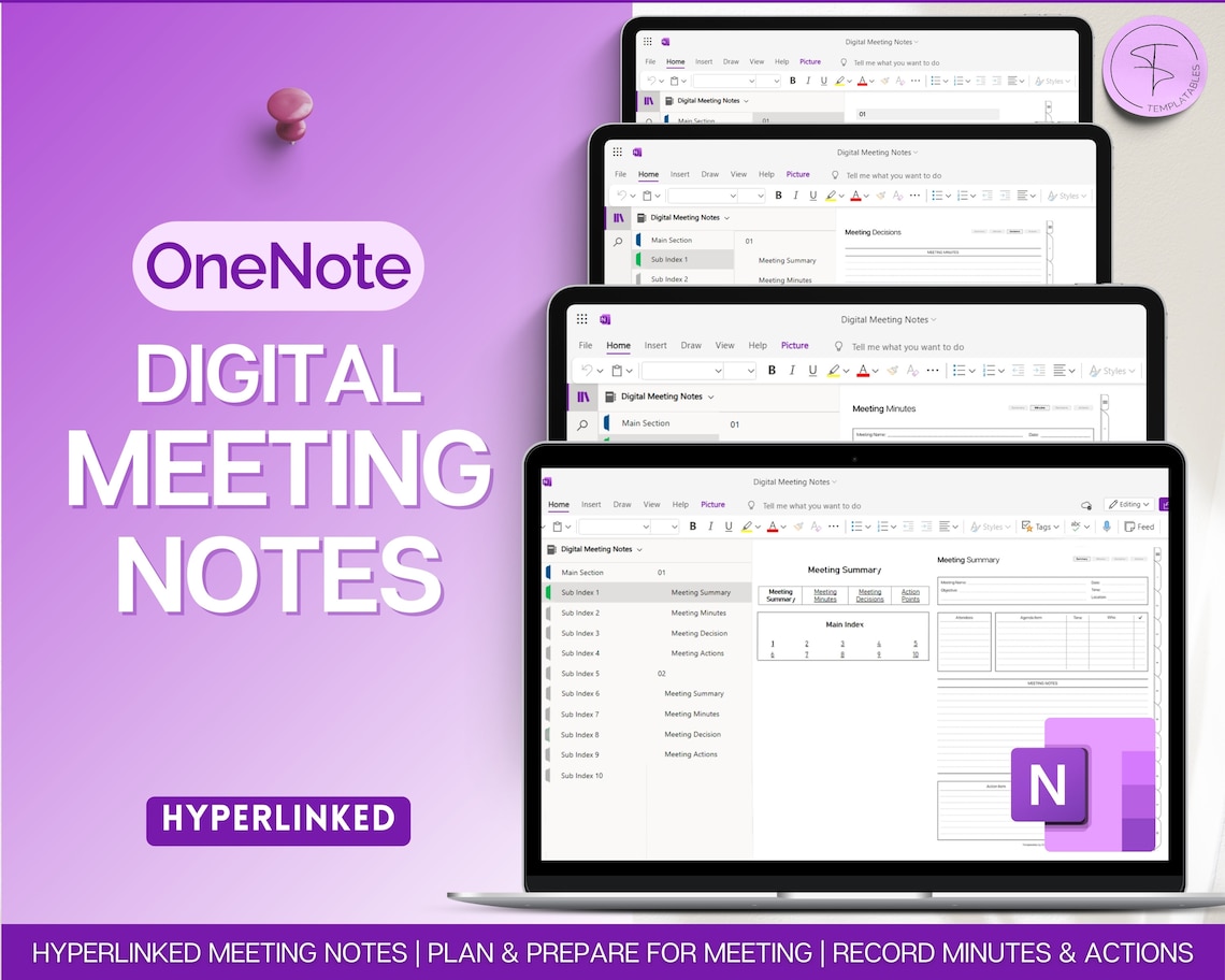 Onenote Planner, Meeting Notes Template, Editable Meeting Minutes ...