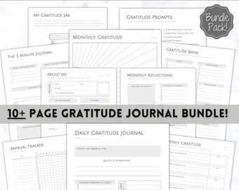 Gratitude Journal Printable BUNDLE Mindfulness Log, Gratitude Template ...