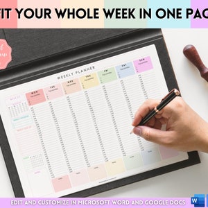 Weekly Hourly Planner EDITABLE Weekly Schedule, Daily Planner, Undated Planner, 2024 Weekly Organizer, To Do List printable, Adhd, Colorful image 10