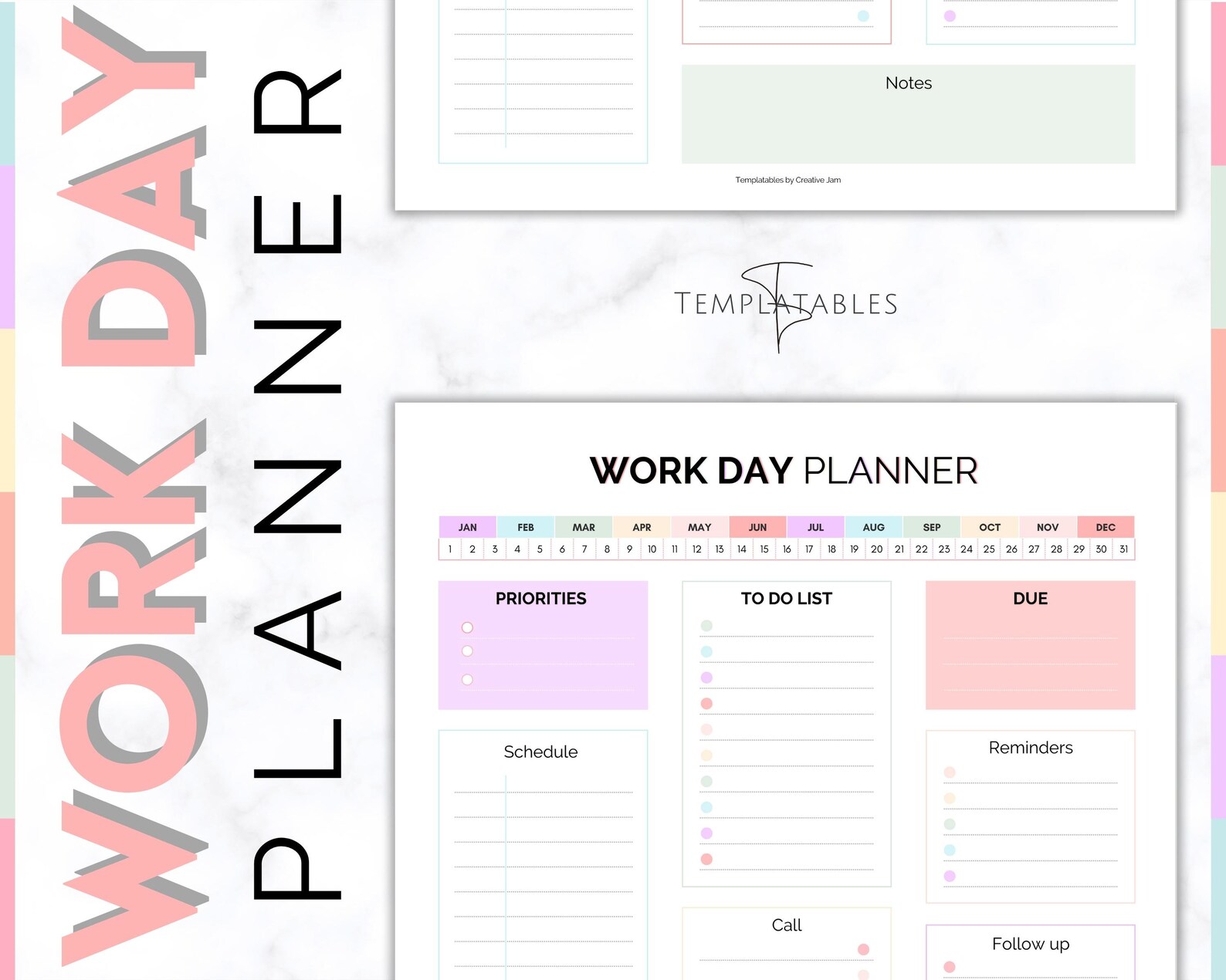 Editable Work Day Organizer Daily Planner Work From Home to Etsy