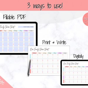 Family Chore Chart, Editable Family Planner Printable, Weekly Family Schedule, Family Calendar, Command Center, Weekly Household, Kids Adult image 7