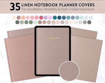 Minimalist Digital Notebook Covers, 35 Digital Planner Covers, GoodNotes Digital Journal Cover, iPad, Agenda Binder, 35 colors, Minimal