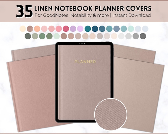 Minimalist Digital Notebook Covers, 35 Digital Planner Covers, GoodNotes Digital Journal Cover, iPad, Agenda Binder, 35 colors, Minimal