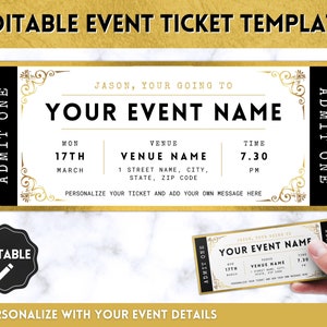 EDITIERBARE Event Ticket Vorlage, DIY Event Printable, Surprise Getaway, Einladung, Weihnachten, Geschenk für ihn, Musical, Theatershow, Konzert