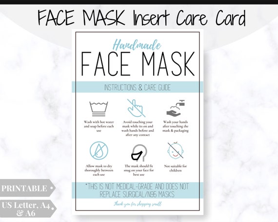 Face Mask LABEL CARE CARD How to Order Card Face Mask - Etsy