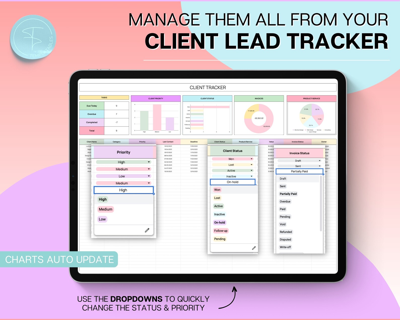 Lead Tracker Spreadsheet, CRM Client Tracker, Small Business Owner ...