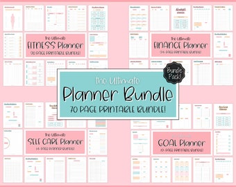 Ultimatives LIFE Planner Bundle! Druckbarer Zielplaner, Finanzen & Budgetplaner, Fitnessplaner, Self Care Journal, Health Tracker, Binder