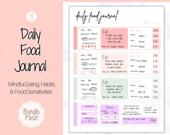 DAILY Food Journal, Colorful Food Diary, Diet & Nutrition Log, Weekly Meal Planner Printable, Meal Tracker, Menu Plan, Prep! Fitness, Health