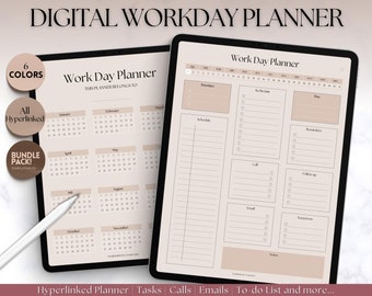 Work Planner, Digital Planner, Work Day Organizer, Daily Planner, Work from home To Do List, Business, Office Organizer, GoodNotes, iPad