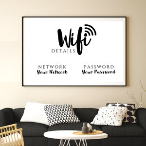 Wifi Password Sign, Editable Wifi Sign Printable Template, Be Our Guest Sign, Wi-fi password sign, Airbnb Guest Room, Wall Art, Landscape image 2