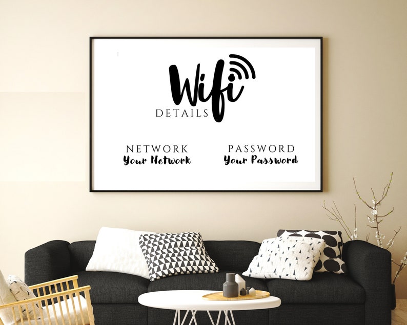Wifi Password Sign, Editable Wifi Sign Printable Template, Be Our Guest Sign, Wi-fi password sign, Airbnb Guest Room, Wall Art, Landscape image 2