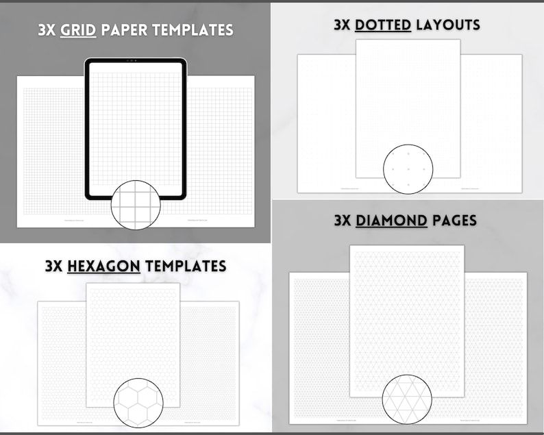 Grid Line Dot Paper Printables Note-taking Templates Graph - Etsy UK