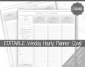 EDITABLE Weekly Planner Printable, Hourly Planner, Week on 2 pages WO2P, Weekly Schedule, Undated Planner, 2024 Weekly Organizer, To Do List