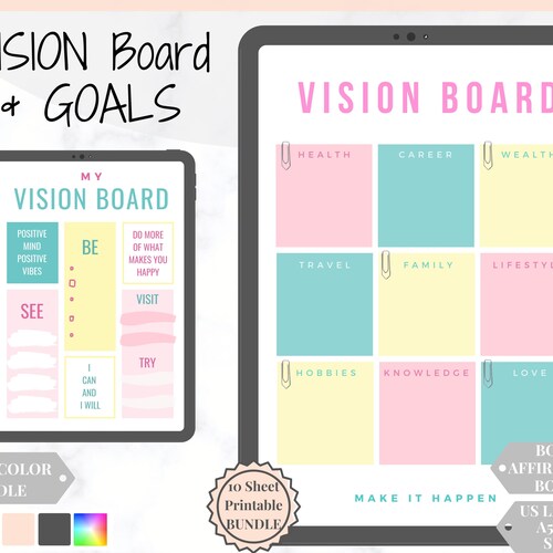 Vision Board Printables Goal Planner Affirmation - Etsy UK
