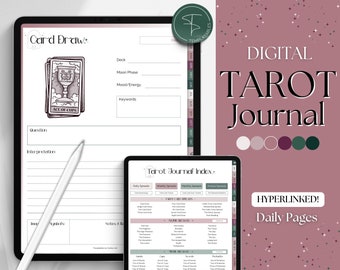 DIGITAL Tarot Journal, Tarot Planner Workbook, Daily Card Reading, Tarot Spreads, Tarot Deck Notebook, Witch, Grimoire, Oracle, GoodNotes
