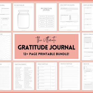 Gratitude Journal Printable BUNDLE! Mindfulness Log, Gratitude Template, Self Care Planner, Daily Journal for Women, Gratitude Jar, Wellness