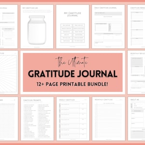 Gratitude Journal Printable BUNDLE! Mindfulness Log, Gratitude Template, Self Care Planner, Daily Journal for Women, Gratitude Jar, Wellness