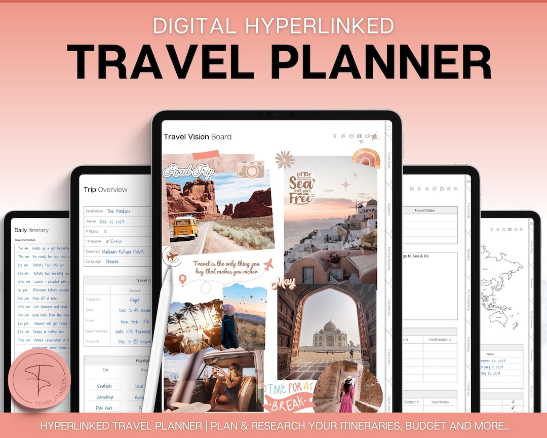 Digital Travel Journal, Goodnotes Travel Planner, Travel Itinerary