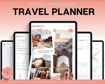Digital Travel Journal, GoodNotes Travel Planner, travel itinerary, trip template, vacation diary, iPad, digital notebook, packing list