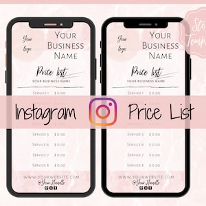 Instagram Template PRICE LIST Instagram Story! Price List Template for your feed, IG Stories, Highlights. Instagram Marketing, Social Media