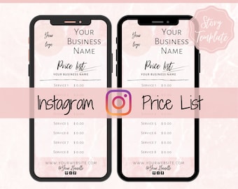 Instagram Template PRICE LIST Instagram Story! Price List Template for your feed, IG Stories, Highlights. Instagram Marketing, Social Media