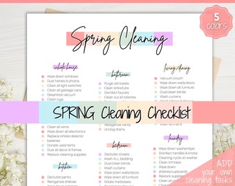 Spring Cleaning Checklist, Cleaning Schedule, Printable Cleaning Planner, Editable House Cleaning List, Deep Clean Home Routine Housekeeping