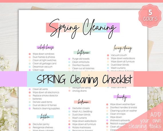 Spring Cleaning Checklist, Cleaning Schedule, Printable Cleaning Planner, Editable House Cleaning List, Deep Clean Home Routine Housekeeping