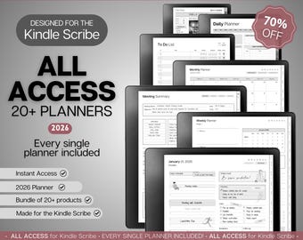 ULTIMATE ALL ACCESS for Kindle Scribe, Templates, 2026 Daily Planner, Digital To Do List, Meeting Minutes, Journal & Notebook, Calendar
