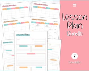 Lesson Plan Template, Lesson Planner Printable, Homeschool Teacher Planner, Weekly, Daily Plans, Academic Schedule, Simple Lesson Plan Book