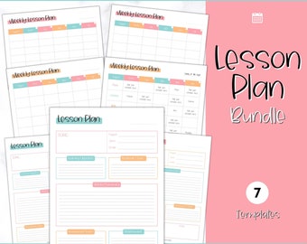 Lesson Plan Template, Lesson Planner Printable, Homeschool Teacher Planner, Weekly, Daily Plans, Academic Schedule, Simple Lesson Plan Book