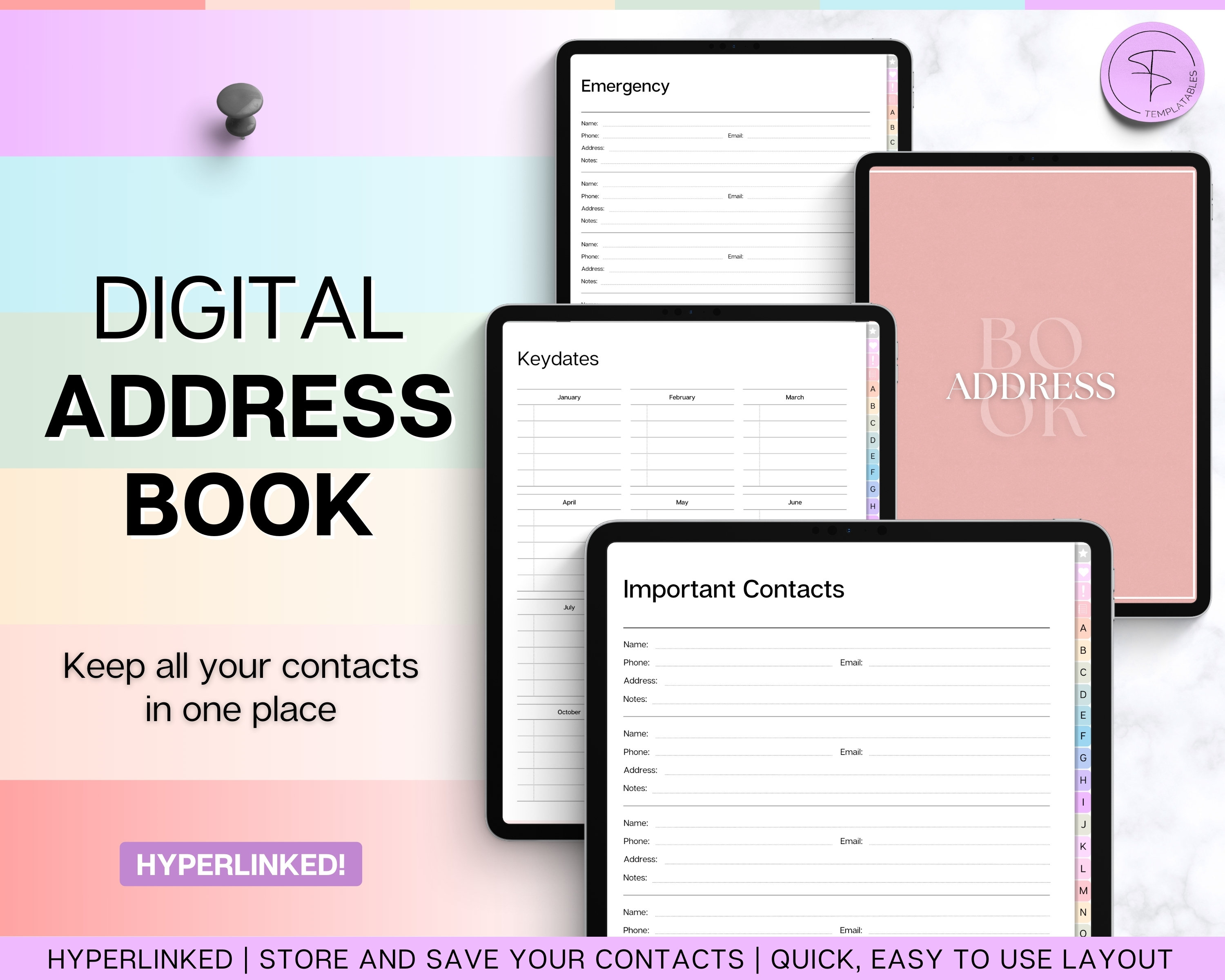 Digital And Printable Address Organizer