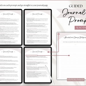 May include: A digital printable journal with guided prompts for self-reflection and mindfulness. The journal includes a section for listing coping strategies and is hyperlinked for easy navigation.