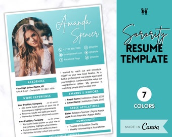 Plantilla de currículum de hermandad, paquete de plantilla de reclutamiento de hermandad, kit de currículum universitario profesional, académico, social, Canva, currículum urgente, griego