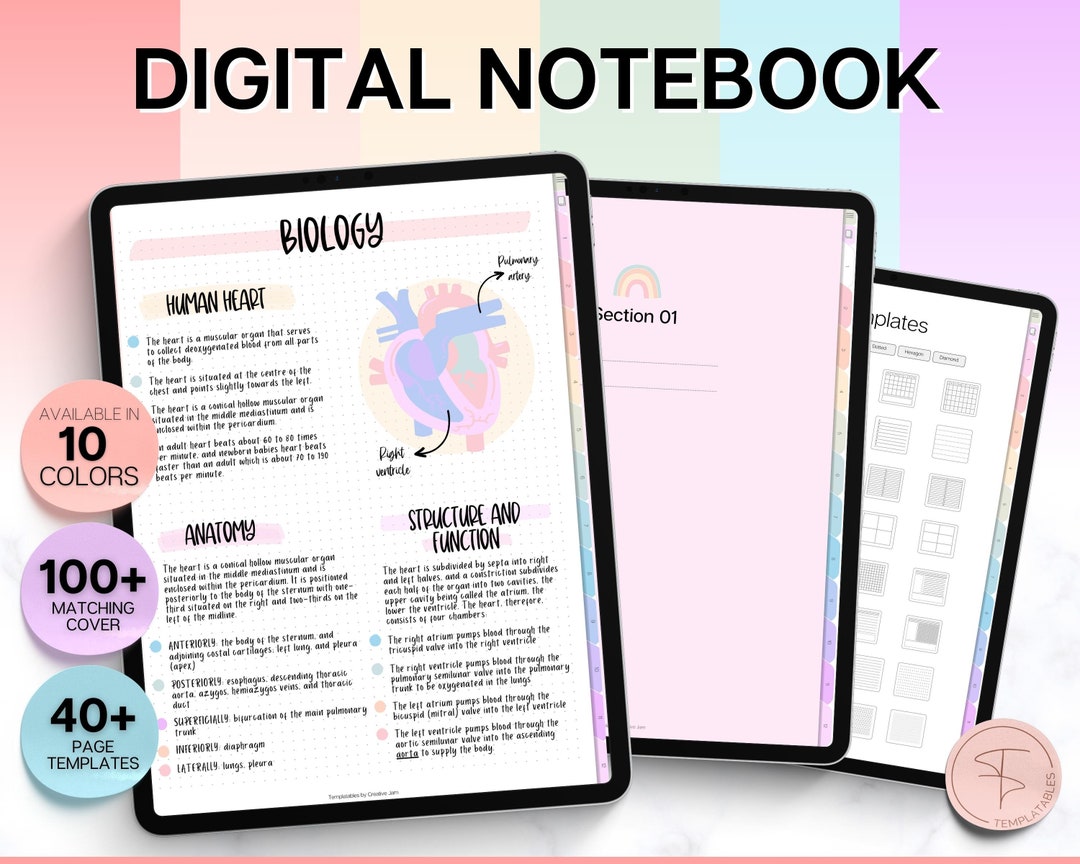 Portrait Digital Notebook, Digital Hyperlinked Notebook, Goodnotes ...