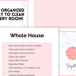 Cleaning Checklist, Printable Room by Room Cleaning Cards, Family ...