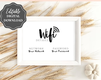 Wifi Password Sign, Editable Wifi Sign Printable Template, Be Our Guest Sign, Wi-fi password sign, Airbnb Guest Room, Wall Art,  Landscape