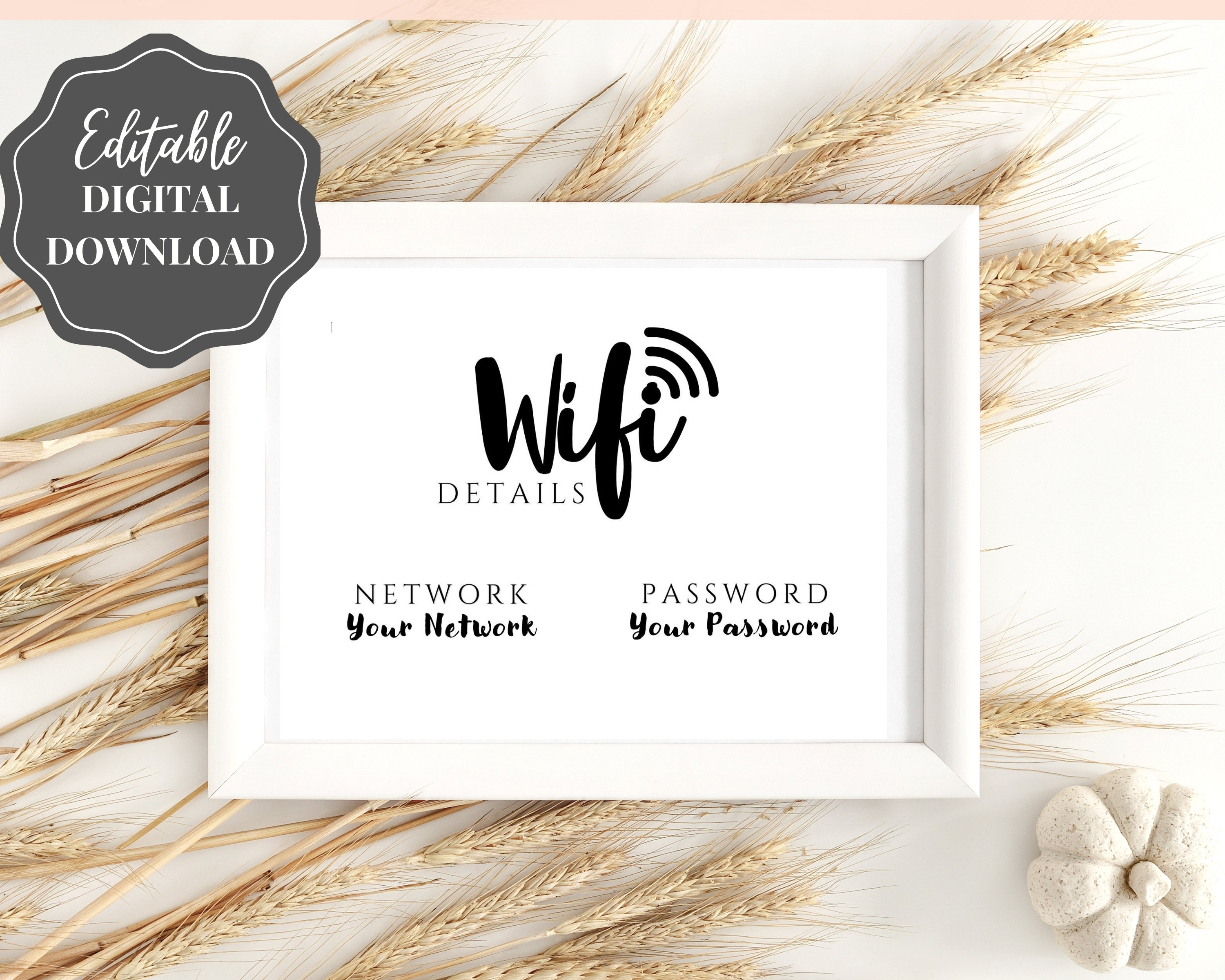 Wifi Password Sign Editable Wifi Sign Printable Template Be Etsy