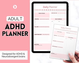 ADHS Tagesplaner für Erwachsene, Neurodivergent, Brain Dump Template, Reinigung, Studenten, digitales Leben Tagesplaner, to do list printable