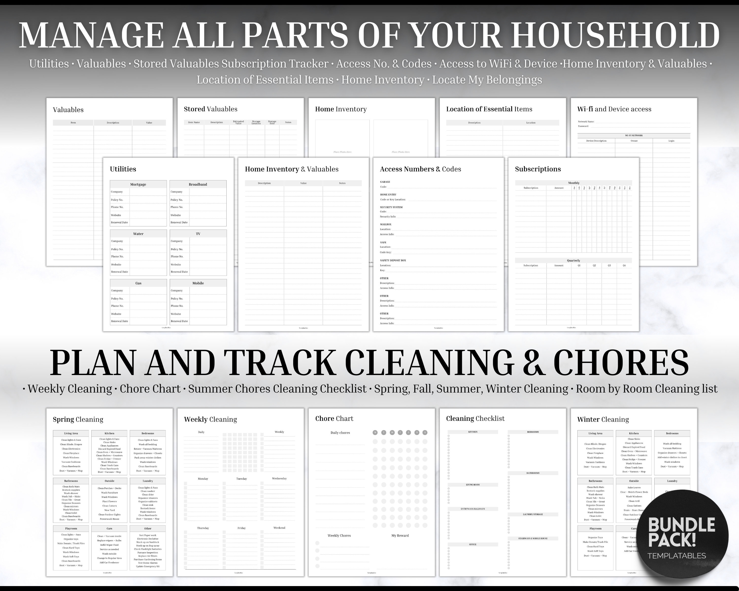 The ULTIMATE Home Management Binder Bundle! 170pg Household Planner ...