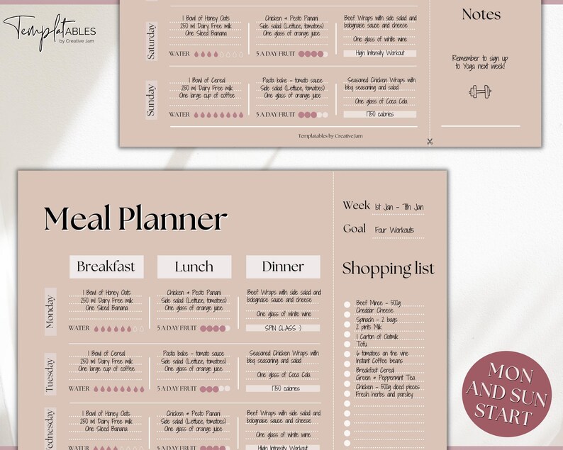 Weekly Meal Planner Printable Food Diary Meal Tracker Food - Etsy Australia