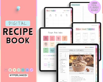 Digital Recipe Book for GoodNotes, Recipe Template, Digital Meal Planner, Cookbook Template, Recipe Binder Kit, Recipe Card, GoodNotes, iPad