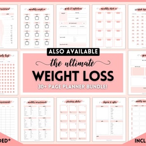 52 Week Weight Loss Tracker, 12 Month Challenge, Weightloss Journal ...