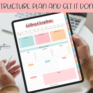 Puede incluir: Un planificador digital en la pantalla de una tableta con el t&iacute;tulo "Getting it Together". El planificador tiene secciones para "Must Do", "Could Do", "People I Should Message", "Other" y "Notes".